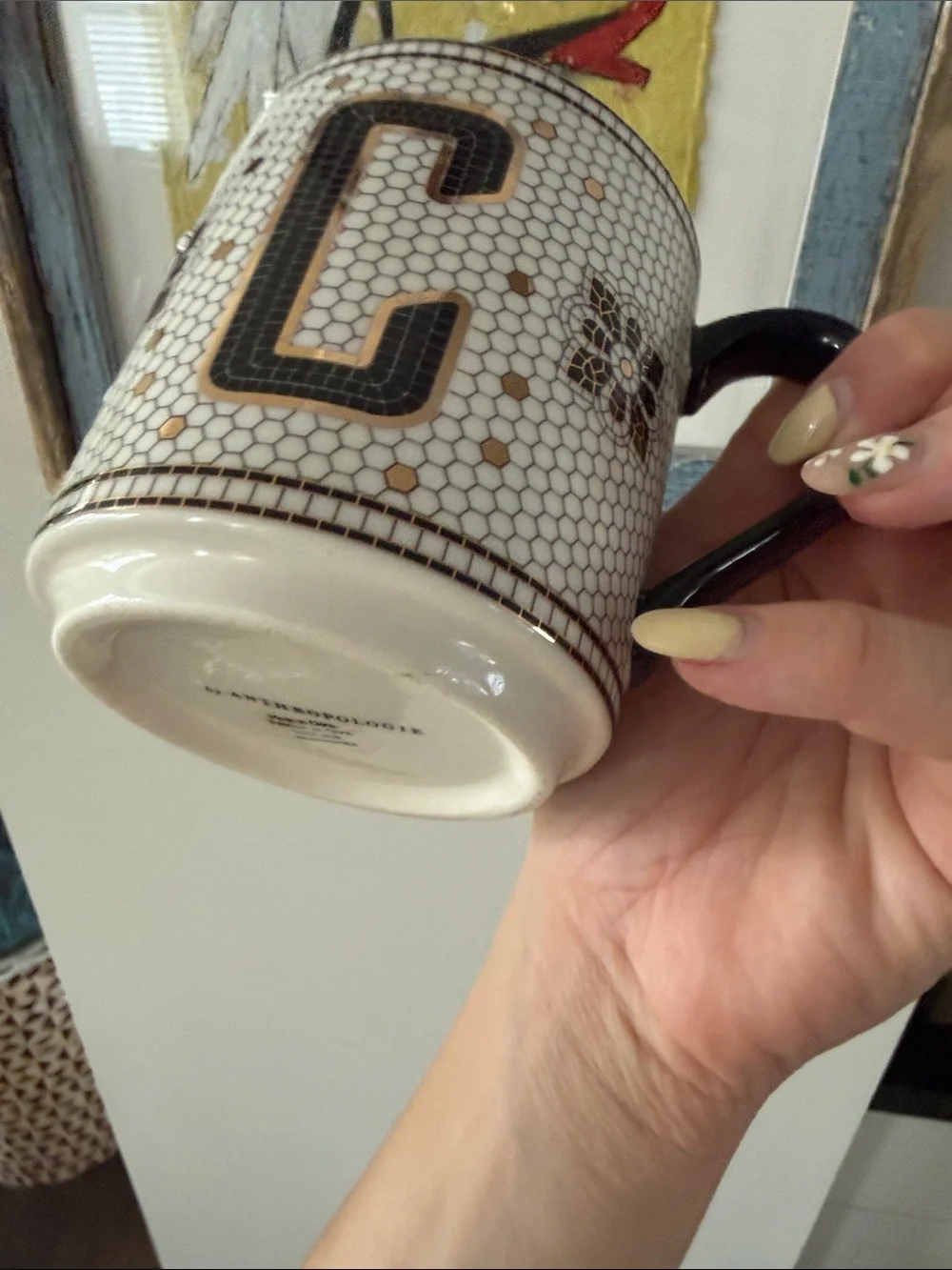 Anthropologie Margot Tile Monogram Mug Initial C
